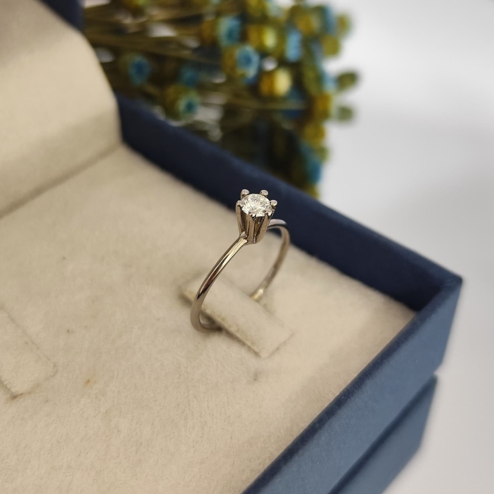 Solitário Ouro Branco 18k Lady Di