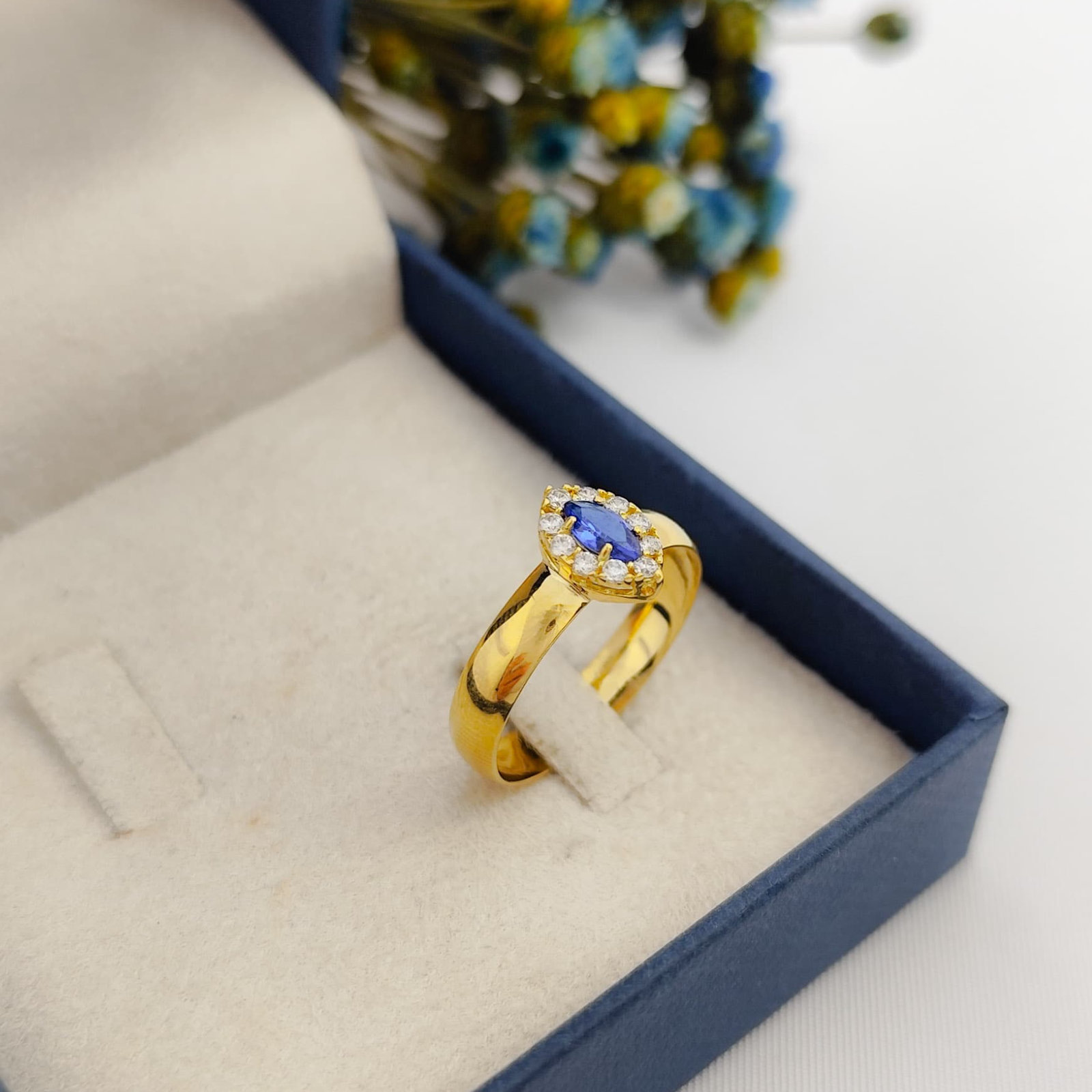 Anel Formatura  Ouro18k Azul
